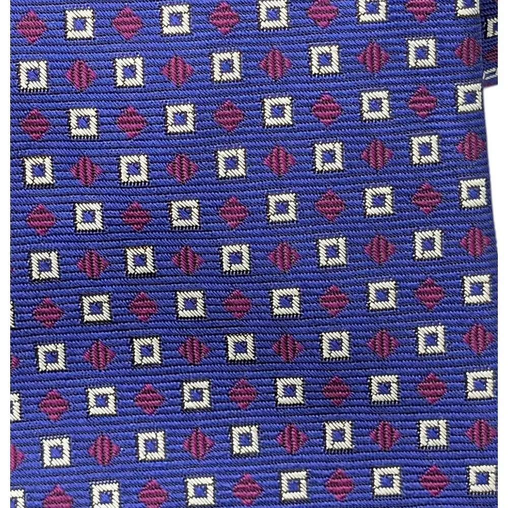 Lauren Ralph Lauren Silk Tie Neat Jacquard‎ Squares Blue Red White USA 55